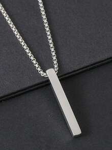 时尚圆柱形吊坠项链，简约光滑表面设计，男女皆宜，是圣诞节、新年、情人节的理想礼物。 - 彩色 - 查看 3