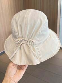 1顶女士波西米亚风优雅蝴蝶结遮阳帽，透气渔夫帽，格子缎带，宽檐防晒帽，春夏户外旅行渔夫帽 - 漁夫帽 - 查看 9