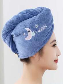 1/2 chiếc mũ trùm tóc màu xanh dương, họa tiết mặt trăng thêu hoạt hình, khăn thấm hút mềm mại, nhanh khô dành cho nữ, thích hợp cho phòng tắm, phòng khách, tẩy trang/tắm rửa, phù hợp cho mọi mùa, trang trí phòng tắm gia đình, trang trí mùa thu, khăn trùm tóc đi học, khăn tắm cho thẩm mỹ viện, khách sạn, thể thao, đồ dùng thiết yếu tại nhà, khăn tắm, khăn lau tóc chăm sóc da. - Màu xanh lam - Xem 6