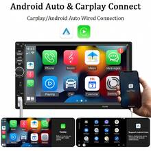 1 DIN 7 Inch Car Radio Multimedia Player With CarPlay, Android Auto, Touchscreen, FM, AUX, Mirroring Link - With Steering Wheel Controller and Rearview Camera - View 3