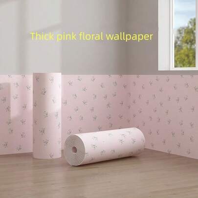 1 rollo de papel tapiz floral rosa grueso y autoadhesivo, adecuado para salas de estar y paredes de fondo de TV de dormitorios, así como para pegatinas de decoración del hogar.