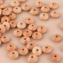 山毛榉木算盘珠、飞碟珠、木片、天然山毛榉木珠，适用于DIY珠宝制作 - 彩色 - 查看 5