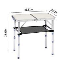 Outdoor Folding Camping Table, 2ft Portable Pinic Table With 3 Adjustable Height, Small Aluminum Foldable Lightweight Patio Side Table With Carry Handle For Outdoor Indoor Hiking Camp BBQ Beach, White - 白色 - 查看 4