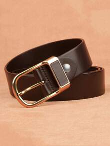 男士休闲腰带，牛仔风格腰带，针扣腰带，复古牛仔裤腰带，商务休闲腰带，四季皆宜 - 咖啡棕 - 查看 1