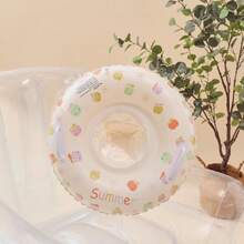 1pc Creative Cute Apple Print Kids Swimming Ring, Thickened With Handle, Suitable For Boys And Girls - White - View 3