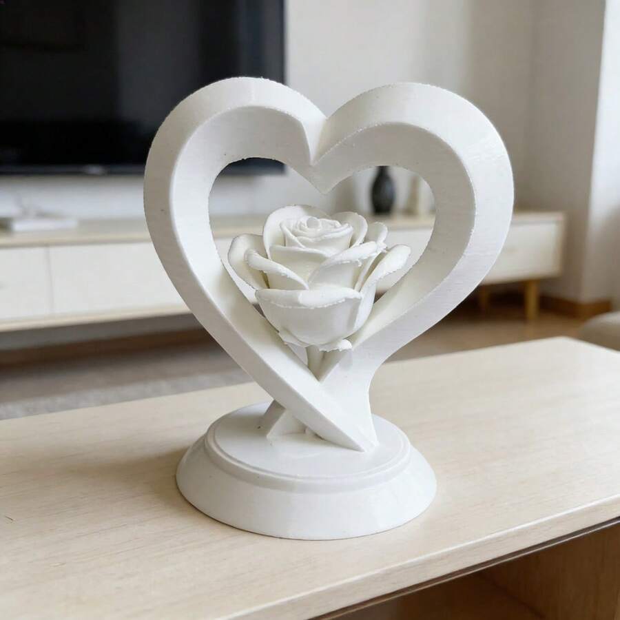 1 Tượng hoa hồng hình trái tim trang trí, trang trí chủ đề tình yêu, tượng hoa hồng trái tim để bàn, thích hợp cho nhà cửa, văn phòng, quán bar, khách sạn, đám cưới, quà tặng ngày Valentine, kỷ niệm và các dịp lãng mạn khác, thích hợp để trang trí bàn làm việc trong nhà, phòng khách, phòng ngủ. - màu đỏ - Xem 1