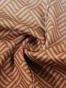 2 件套男士休闲度假装，夏季亮色花卉印花拉链领 Polo 衫 + 短裤套装，舒适装 - 銅色 - 查看 9