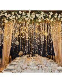 100cm/39.37in Gold/Silver Shiny PVC Sequin Curtain, Suitable For Wedding Arch Backdrop, Room Divider, Creating Dreamy Wedding Atmosphere, Home Holiday Party And Wedding Decoration - Multicolor - View 7
