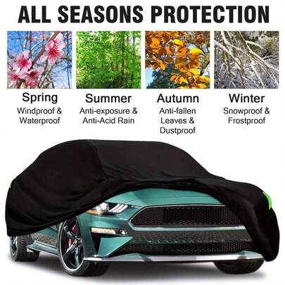 210T Waterproof Car Cover, All-Weather Protection, Anti-Scratch, UV-Resistant, Snow & Dust-Proof, With Reflective Strips, Heavy Duty Outdoor Car Cover