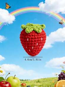 3/5/10/20/30 件手工钩针红色草莓饰品 | 红色和绿色针织羊毛吊坠，适用于钥匙扣、手机配件和 DIY 工艺品 - 完美的生日礼物装饰、包袋饰物、俏皮设计、织物纹理、钩针配饰，非常适合感恩节 - 紅色 - 查看 11