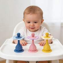 Infant Flower Desktop Toy, Strong Suction Base Can Adhere To Tabletop Or Bathroom, Flower Pacifier Design, Teething Toy For Babies - Multicolor - View 4