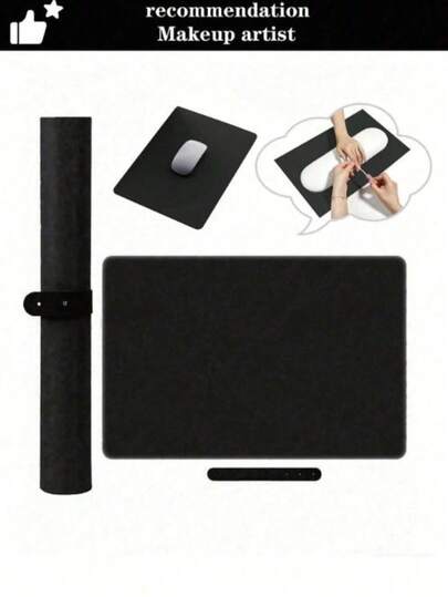 1PC S/M/L Nail Art Table Mat With Dual-Sided PU And Washable Flannel Surface, Multi-Size Design For Manicure And Mouse Pad Use, Foldable Wrist Support Cushion For Nail Care And Typing Comfort, Professional Salon Waterproof Mat For Nail Polish Protection