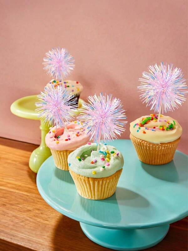 30pcs Multicolor Glittery Cake Toppers, Party Cake Decoration Supplies, Colorful Cake Decoration For Birthday Party Decorations, PET Material, Cake Inserts, Party Dress Up Baking Inserts, Birthday Decor, Birthday Supplies, Party Decor, Party Supplies, Mother's Day