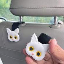 2个装可爱黑猫汽车头枕挂钩，通用型汽车座椅靠背挂钩，优质车载收纳整理器，可挂钱包、手提包、背包、杂物等，防滑汽车座椅挂钩，女士汽车配件，SUV、卡车、轿车内饰装饰 - A - 查看 3