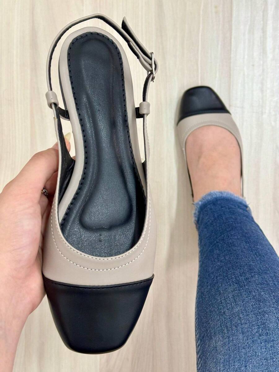 Two-Tone Comfort Slingback - Grey - View 1