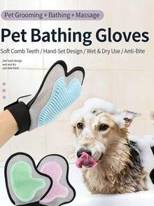 1 chiếc găng tay tắm và vệ sinh thú cưng chất lượng cao, đa chức năng, giúp tắm rửa, mát-xa và loại bỏ lông rụng dễ dàng cho thú cưng nhỏ, vừa và lớn. - Xem 8