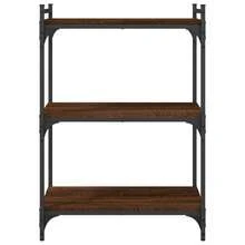 Bookcase 3-Tier Brown Oak 60x30x86 Cm Engineered Wood - Brown - View 4