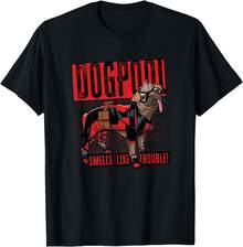Studios Deadpool & Wolverine Dogpool Smells Trouble T-Shirt Women's T-Shirt Black Soft Cotton Graphic Print T-Shirts For Stylish And Versatile Casual Wear In Daily Life, Parties, And Outings, Sizes S - 3XL, High Comfort & Stretch. - 黑色 - 查看 1