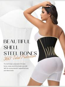 Women's Belly Slimmer Body Shaper Abdomen Binder Tightening Pressure Band Fitness Trimmer Shapewear Sculpting  Corset - 黑色 - 查看 2