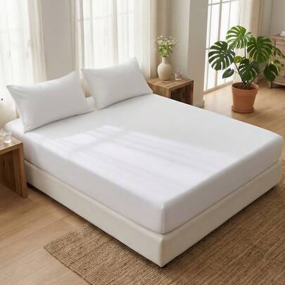 1 bộ ga trải giường cotton 100%, đồ dệt gia dụng, bộ ga trải giường màu trơn, đồ dùng gia đình thoải mái, tấm bảo vệ nệm mềm mại và thoáng khí, bộ ga trải giường thân thiện với da, phù hợp cho mọi mùa, phù hợp với giường đơn/đôi/nữ hoàng/vua/cỡ lớn, trang trí phòng ngủ, có thể giặt máy và tái sử dụng.