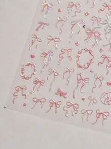 1pc 5D Crystal Diamond Nail Sticker, Pink Swan Flower Frame Butterfly Pattern, Self-Adhesive Nail Art Sticker, Cute DIY Decorative Accessory Nails Nail Stickers - 多色-3 - 查看 2