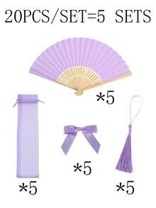 Bộ quà tặng cưới màu tím 16/8 chiếc dành cho nữ | Quạt cầm tay gấp gọn dành cho nữ kèm nơ và tua rua, túi lưới trong suốt, quà tặng trang trí dành cho nữ trong các dịp như tiệc cưới, sinh nhật, phụ kiện chụp ảnh cho phù dâu, quạt mùa hè. - nhiều màu - Xem 13