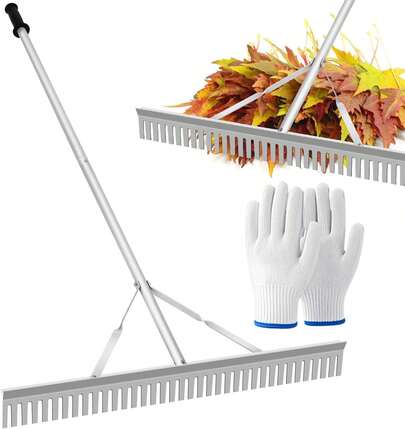 Aluminum Landscape Rake,Landscape Rake 36",Leaf Rake Tool For Loosening Soil,Lawn Care,Ing Lake,Garden,Pond,Beach Landscaping(36" Head X 67" Handle)