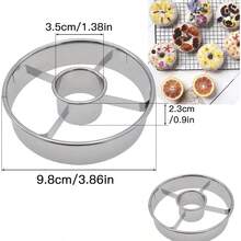 1/2pcs Stainless Steel Donut Cutter - Durable Donut Cutting Baking Tool Suitable For Donuts, Bagels, Cookies And Pastries - For Home And Professional Use - Silver - View 4
