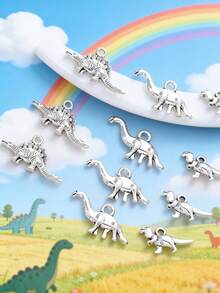 30/50/100/200/300 Pcs Vintage Silver Dinosaur Pendant Set - Alloy Animal Pendants, Suitable For DIY Jewelry, Necklace And Bracelet Making - Silver - View 8