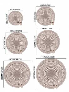 1pc Cream Geometric Round Rug, Deluxe Velvet, Thickened Carpet, Thick Carpet, Plush Carpet, Autumn/Winter Carpet, Decorative Carpet, Bedroom Decor, Small Rug, Carpet, Home Decor, Living Room Carpet, Small Living Room Rug, Bedroom Rug, Living Room Home Decor, Outdoor Rug, Washable Carpet - Multicolor - View 3