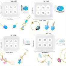 1个/4个树脂首饰硅胶模具，水晶环氧树脂珠子模具，圆形、菱形、方形、椭圆形、长方形，手链串珠环氧树脂硅胶模具，带孔宝石首饰制作环氧树脂模具，适用于耳环、吊坠、手链和项链 - 白色 - 查看 2