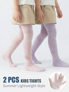 2条装女童夏季网眼薄款连裤袜，防蚊虫，透气防蚊，适合日常穿着 - 彩色 - 查看 13