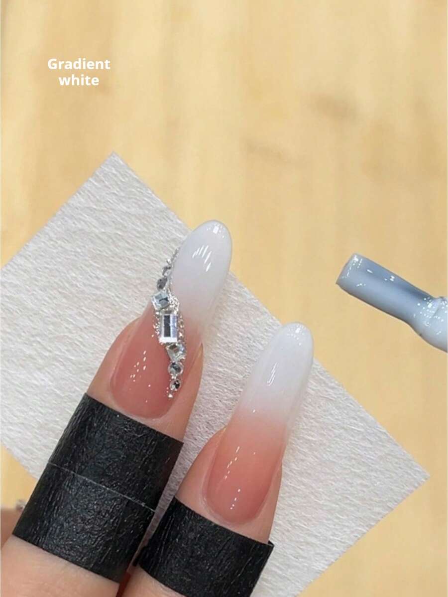 BAOSHIMAN 高级渐变白色指甲油，自然裸色到白色渐变，专业可卸UV凝胶，适合美甲师和初学者