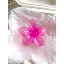 4pcs/1pc 7.5cm/2.95in Hibiscus Flower Jelly Color Hair Clips, White/Yellow/Pink/Blue, Lightweight Plastic Bathroom Hair Accessories, Suitable For Daily Outing, Casual, Party, Commute, Beach Holiday, Ponytail, Bun, Face Washing, Makeup, Outfit Matching Fashion Claw Clips Winter Hair Clutch Summer - 多色-2 - 查看 10