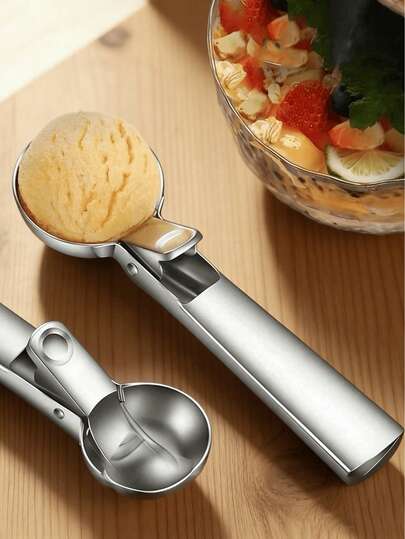 1pc Stainless Steel Dual-Purpose Ice Cream Scoop, Can Be Used As Ice Cream Scooper, Melon Baller, Multi-Function Ice Cream Spoon, Fruit Ice Cream Spoon,Spoon Fruit Carving Knife ,Ice Cream Scoop,Dessert Tools,Party Gatherings, Graduation Season, Gifts, Birthdays