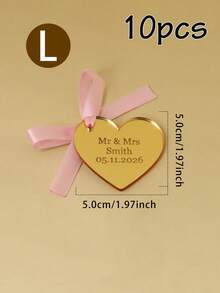 LICVIC Personalisierte Herz-Geschenkanhänger, Hochzeitsstil Name und Datum Etiketten für Geschenkverpackung, Partybevorzugungen und Einladungen, personalisierte Paar-Erinnerungsetiketten für Hochzeitstag, Valentinstag, elegantes Liebesthema Geschenkdekoration, personalisierbare Herz-Geschenkanhänger, individuelle Hochzeitsbevorzugungsetiketten - Stil B - Übersicht 10