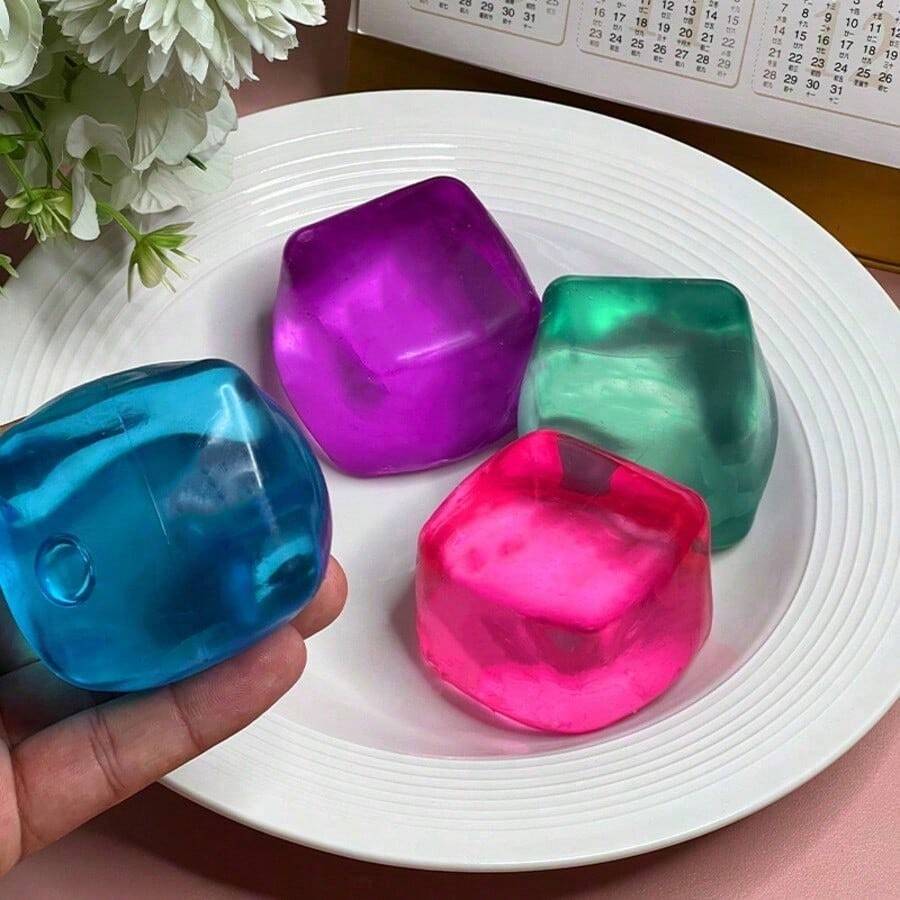 1/4pcs Slow Rebound Squeeze Stress Relief Ball, Comes With Stress Relief Ice Cube, Soft & Comfortable, Helps Relieve Stress And Emotions - Multicolor - View 1