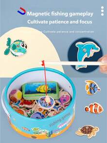 Magnetic Fishing Toy, Wooden Colorful Ocean Creature Pieces, Parent-Child Interactive Educational Game, Preschool Fishing Puzzle Toy, Gift For Girls And Boys - Children's Fishing Toys - View 2