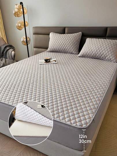 1 Peça Protetor de Colchão com Zíper de 6 Lados, Com Forro Acolchoado, Ajusta-se a Colchões de Profundidade de 12 Polegadas, Adequado para Camas de Solteiro, Casal e Queen, Respirável e Silencioso, Capa de Colchão Lavável, Capa de Colchão com Zíper Premium, Presente Ideal para o Lar, Presente Perfeito para Feriados