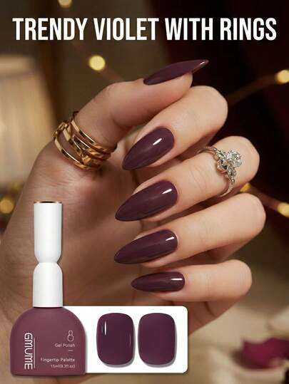  GMUME 015 Esmalte de Gel de Vinho de Amora Roxo 15ml, Gel UV LED Profissional de Ameixa Borgonha Escura, Um Frasco Uma Cor Design Visível, Manicure Romântica de Inverno, Pigmento Rico Brilho Duradouro, Arte de Unhas do Dia dos Namorados, Gel Vermelho Roxo de Natal, Paleta de Ponta de Dedo de Qualidade de Salão, Roxo Profundo Elegante
