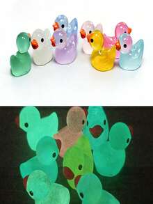 Bộ 10/50/100 chiếc/ngẫu nhiên đồ trang trí vịt con mini màu gradient dễ thương, tượng vịt bằng nhựa mờ/trong suốt/phát sáng, đồ trang trí bàn làm việc phong cách Kawaii cho nhà và văn phòng, đồ dùng thủ công tự làm. - Nhiều màu - Xem 8
