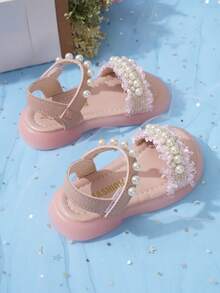 Spring/Summer Fashion Pearl Flower Girls Sandals, Princess Baby Shoes - Pink - View 6
