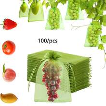50/100pcs Fruit Protection Bags, Fruit Tree Guard Net Cover, Mesh Fruit Bags For Fruit Protection, Organic Mesh Bags, Green Vegetable Net Bags, Reusable - 100PCS - View 8