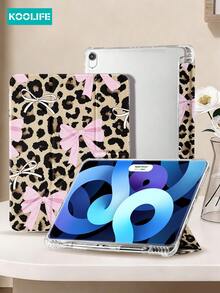 Koolife 豹纹蝴蝶结平板电脑保护套（1 件装），兼容 iPad (A16) 11 英寸第 11 代 (2025)、7/8/9 英寸 10.2 英寸，内置笔槽，兼容三星 Tab S6 10.4 英寸、Tab A7 Lite 8.7 英寸，ins 风格皮革保护套，适合作为返校、情人节、新年礼物。 - 豹紋蝴蝶結 - 查看 1