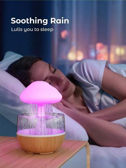 7-Color Aroma Diffuser Mushroom Cloud Humidifier, Portable Rechargeable Household Bedroom Desktop Large Capacity Humidifier With Air Fragrance, Atmosphere Light, Mist Spray, Office Desktop Mini Humidifier With Raindrop Sound, Gradient Color Night Light