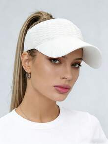1pc Unisex Adjustable Sun Visor Hat, Casual Multifunctional Breathable Sun Protection Cap, Suitable For Daily Wear, Fashion & Versatile - M-marked Visor - View 4