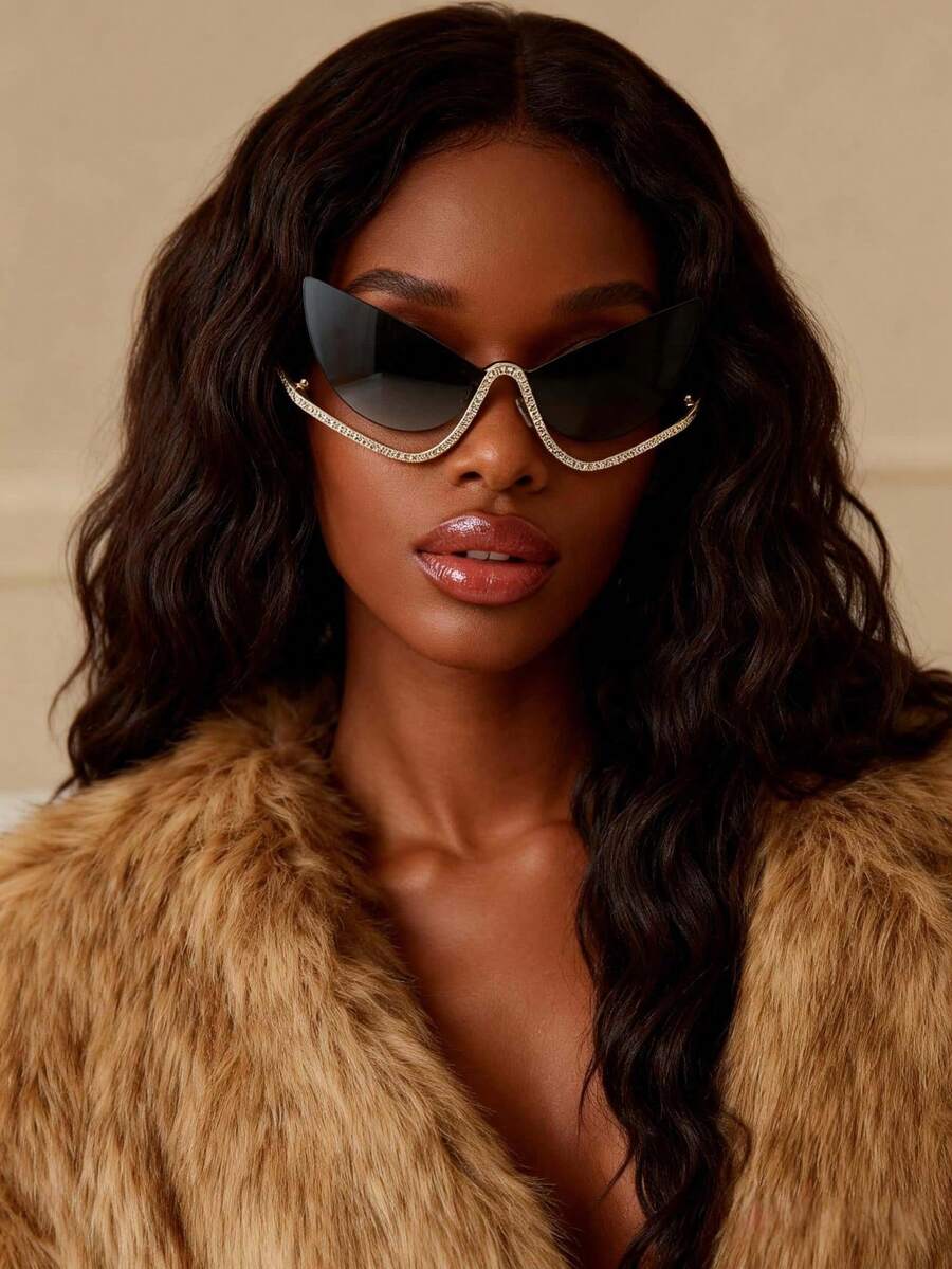 1副无框猫眼时尚眼镜，适合旅行、观光、摄影、音乐节、酒吧等场合。 - 彩色 - 查看 1