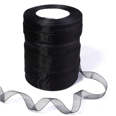 50 Yards/Roll Transparent Chiffon Organza Ribbon, Floral Gift Box Packaging Ribbon, Handmade DIY Hair Accessories & Clothing Decor Ribbon, Holiday Party Decor Supplies, Wedding Decor, Handmade Bow, Bouquet Wrapping (Foam In The Middle)