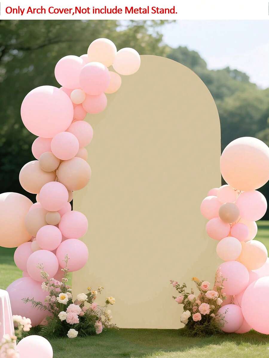 1PC Beige U-Shaped Elastic Semi-Circular Arch Cover, Suitable For Restaurant Parties, Birthday Gatherings, Wedding Decorations, Indoor/Outdoor Scene Backdrops, U-Shaped Wedding Arch Backdrop Frame Cover, Suitable For Party Backdrop Decorations, All Seasons (Metal Frame Not Included)