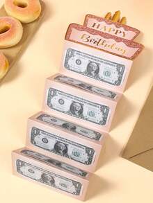 1pc Pink & Gold Cake Fold Money Card, Birthday Greeting Card, Birthday Party Surprise Gift Fold Money Card Gift Card - Birthday Cards - View 9
